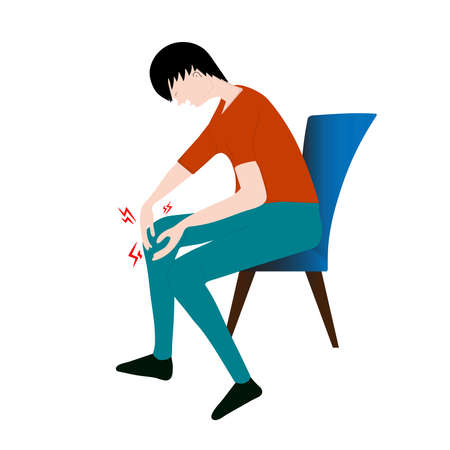 graphics image man hold Tendon bone knee joint problems on leg vector illustration&#xD;&#xA;のイラスト素材