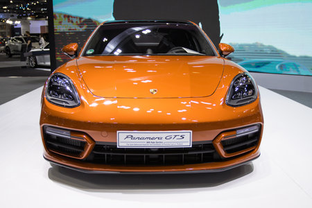 BANGKOK - Dec 2, 2020: Car show Porsche panamera 4s  at auto shows and other exhibitions in Bangkok,...