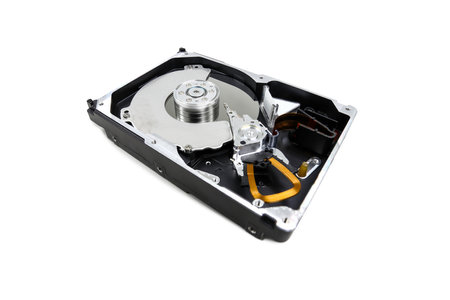 Hard disk drive for computer data storage technology HDD  isolated with white backgroundの写真素材
