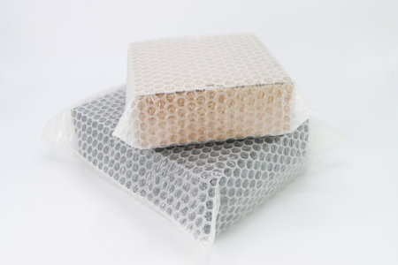 Bubbles covering the box by  wrap for protection product cracked  or insurance During transitの写真素材