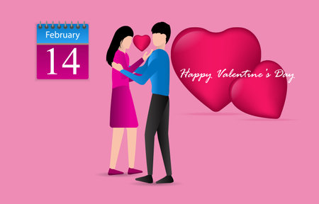men and woman couple love design graphics symbol heart concept valentine dayのイラスト素材