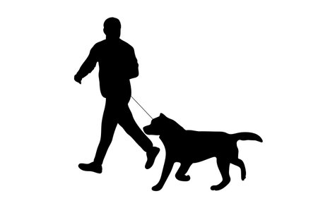 silhouette Man is walking dog together vector illustration  concept about animals and pets isolated white backgroundのイラスト素材