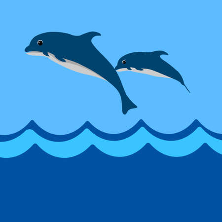 cute dolphin fish happy jumping  vector illustrationのイラスト素材