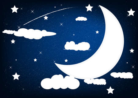 moon and star at night vector illustrationのイラスト素材
