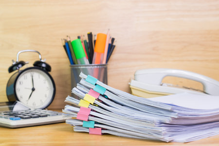 file folder and Stack of business report paper file on the table in a work office, concept document...