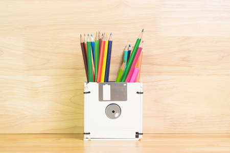 concept recycle floppy disk, Creative objects used for obsolete furnitureの写真素材