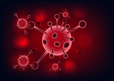 graphics design Corona vius covid 19 virus on the dark background vector illustration
のイラスト素材