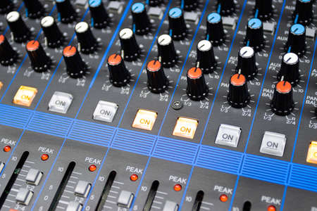 Audio control buttons Sound Control Hi Fi system The audio equipment, control panel of digital...