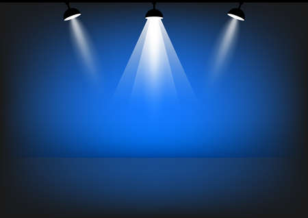 podium with spotlight for show with blue color tone wall background