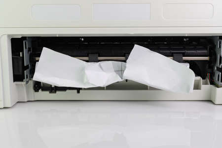 Paper Stuck, Paper Jam In Printer At Office