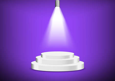 podium for show product with bright white light from spotlights Studio background Vector illustrationのイラスト素材