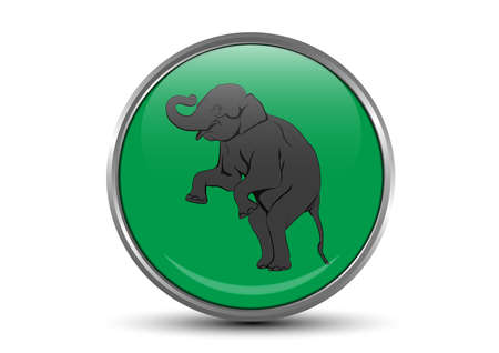 elephant Asia standing, in green circle logo, isolated white background graphics design vector Illustration &#xD;&#xA;のイラスト素材