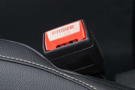 close up car safety belt for car device for safety first for travelの写真素材