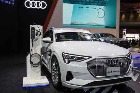 BANGKOK - Dec 2, 2020  Car show The Audi e-tron the exciting world of electromobility at auto shows and other exhibitions (Big Motor Sale) in Bangkok, Thailandのeditorial素材