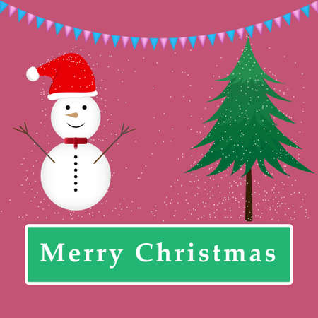 graphics design snowman and with text merry Christmas for paper Card for Merry Christmas Happy New Year design vector illustrationのイラスト素材