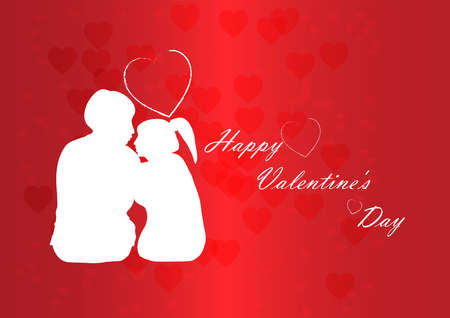 graphics vector white silhouette couple man and woman with symbol heart concept happy valentine dayのイラスト素材