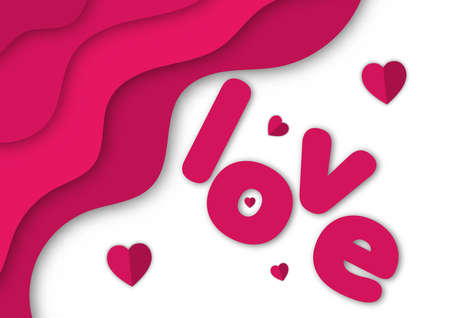 graphics style papercut with symbol heart concept valentines day for card vector illustrationのイラスト素材