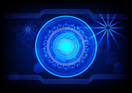 graphics design Hitech technology circle style glow blue color tone  network technology futuristic vector illustrationのイラスト素材
