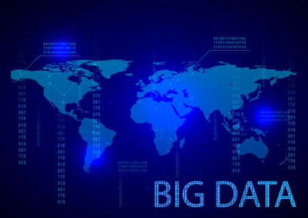 abstract background concept Hitech technology digital network cyber blue with text Big data color tone illustration vectorのイラスト素材