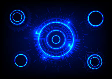 graphics design circle cog glow concept hitech technology network connection future futurist connection communication vector illustrationのイラスト素材