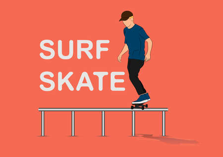 graphics image man cartoon character riding a skateboard or surf skate vector illustration