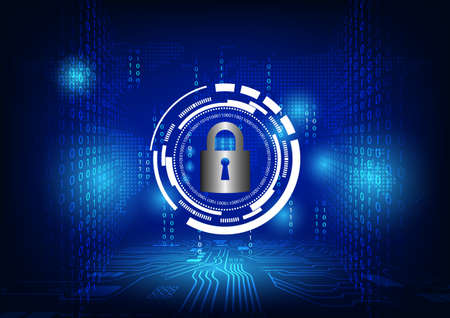 Vector illustration Hi Technology Key Hole and gears cog with binary code digital number protection...