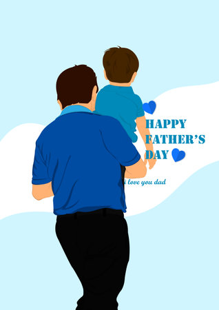 Graphics Design Father holding the young on hands concept Happy Father's Day greeting card vector illustrationのイラスト素材