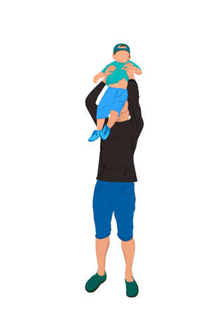 Graphics Design Father holding the young boy on hands vector illustrationのイラスト素材