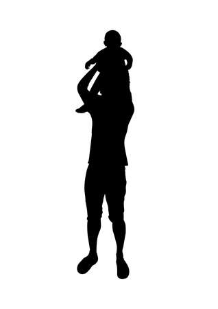 silhouette image Father holding the young boy on hands vector illustrationのイラスト素材