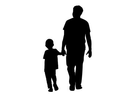 silhouette image Father holding the young boy on hands vector illustrationのイラスト素材