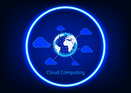 Vector illustration concept cloud computing Hi Technology style  background text digital technology vector illustrationのイラスト素材