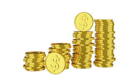 3d render money dollar coin stack with white isolated concept saving and financial business transparencyの写真素材