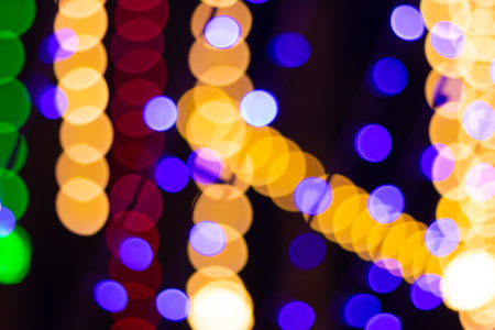 blurred abstract bokeh background for Decorations for New Year and Holidays, Christmas ball lightの写真素材