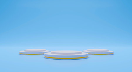 3d rendering of the podium on blue background illustrateの写真素材