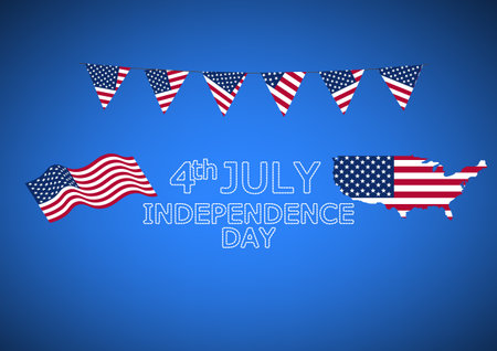 USA Flag with Text independence day vector illustration blue backgroundのイラスト素材
