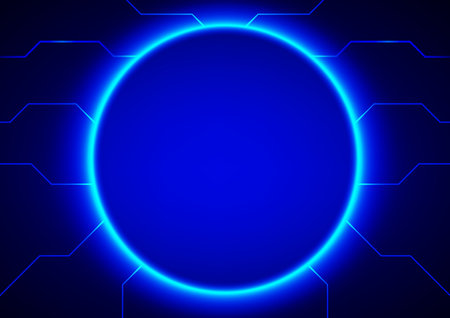 abstract effect design circle blue color tone neon style for background patternのイラスト素材