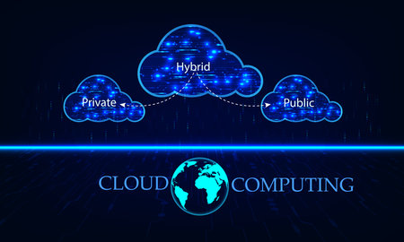 Cloud computing technology concept. Cloud computing network technology online vector illustrationのイラスト素材