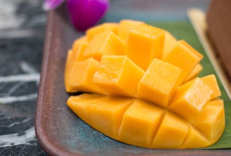 mango on the plateの写真素材