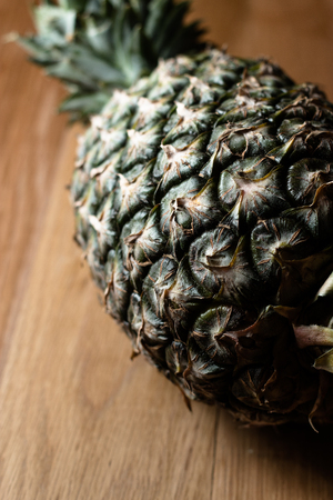 pineapple on the wood tableの写真素材