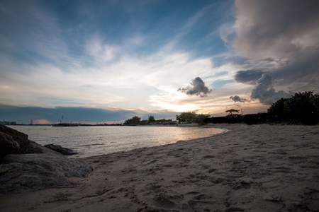 sea beach rock eveingの写真素材