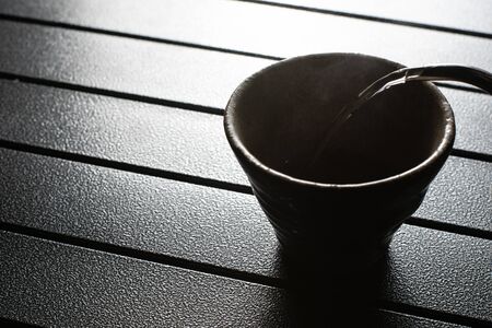 tea cup on the tableの写真素材
