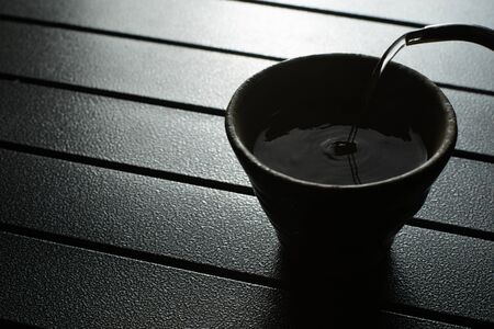 tea cup on the tableの写真素材