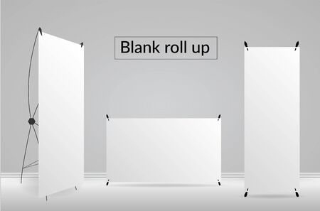 Blank roll up template on white backgroundsのイラスト素材