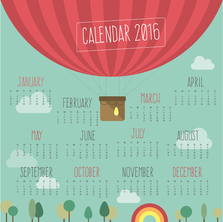 Calendar for 2016 with ballroomのイラスト素材