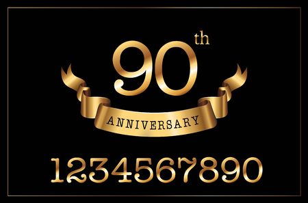 Anniversary golden emblems and decorative elements
