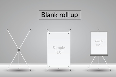 Blank roll up template on white backgroundsのイラスト素材