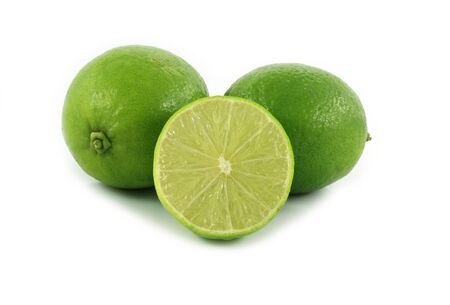 Fresh limes  on white backgroundの写真素材