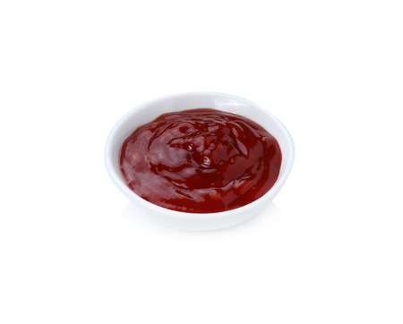 Tomato sauce in a bowl isolated white backgroundの写真素材