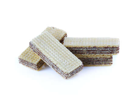 Wafers with chocolate isolated on white backgroundの写真素材