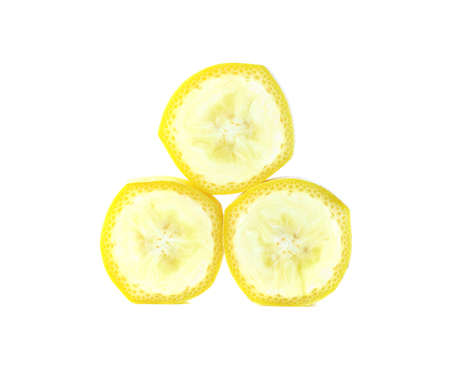 Banana slice isolated isolate on white backgroundの写真素材